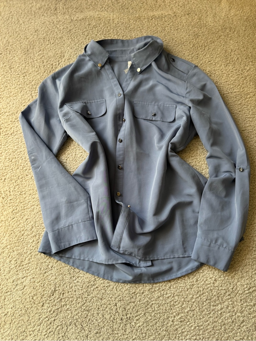 NY Collection Women's Button-Up Blouse in light blue classy blouse